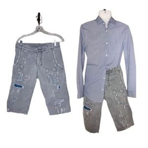 True Religion distressed/repaired shorts…